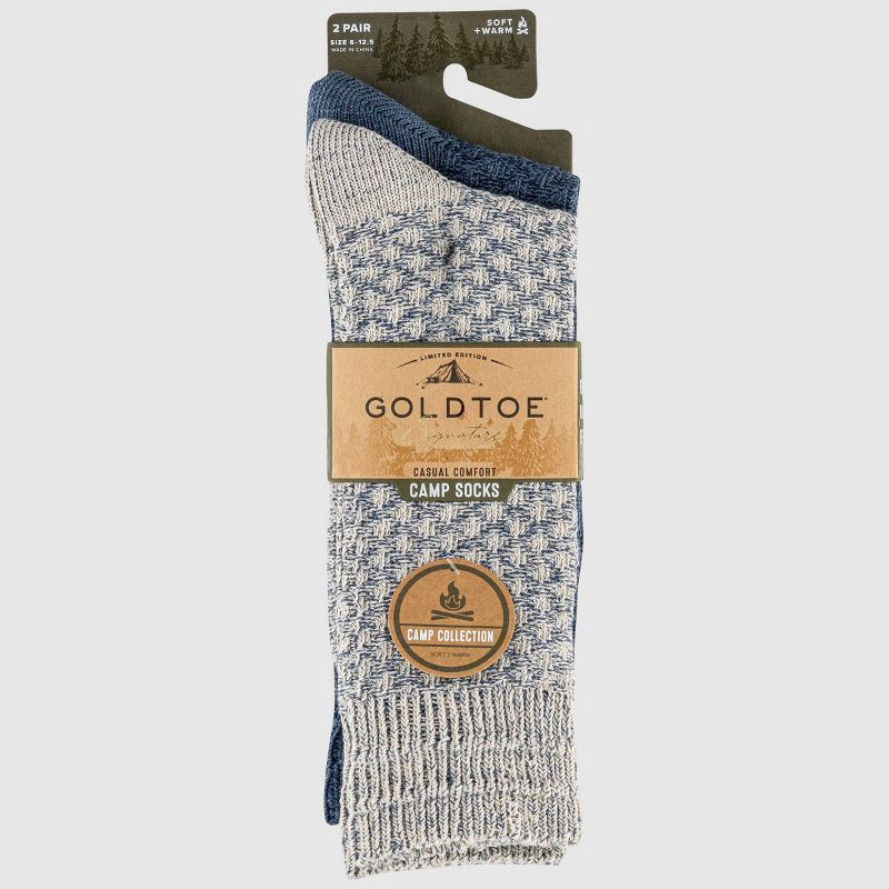 slide 2 of 5, GOLDTOE Signature Collection Men's Camp Honeycomb Rag Crew Socks - Blue 6-12.5, 1 ct