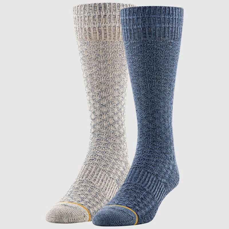 slide 1 of 5, GOLDTOE Signature Collection Men's Camp Honeycomb Rag Crew Socks - Blue 6-12.5, 1 ct