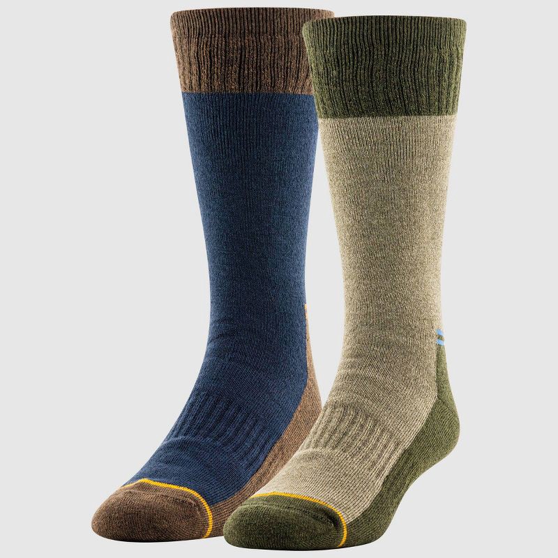 slide 1 of 5, GOLDTOE Signature Collection Men's Brushed Lined Crew Socks - Green/Brown 6-12.5, 1 ct