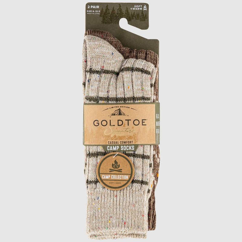 slide 2 of 5, GOLDTOE Signature Collection Men's Striped Camp Sunday Socks - Green/Cream 6-12.5, 1 ct