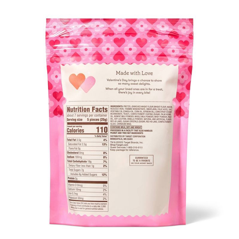 slide 2 of 3, Valentine's Pink Strawberry Heart Shaped Pretzels with Red Sugar Crystals - 6oz - Favorite Day™, 6 oz