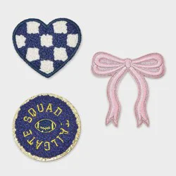 Tailgate and Bow Game Day Patch Set 3pc - Universal Thread™ Blue/Pink
