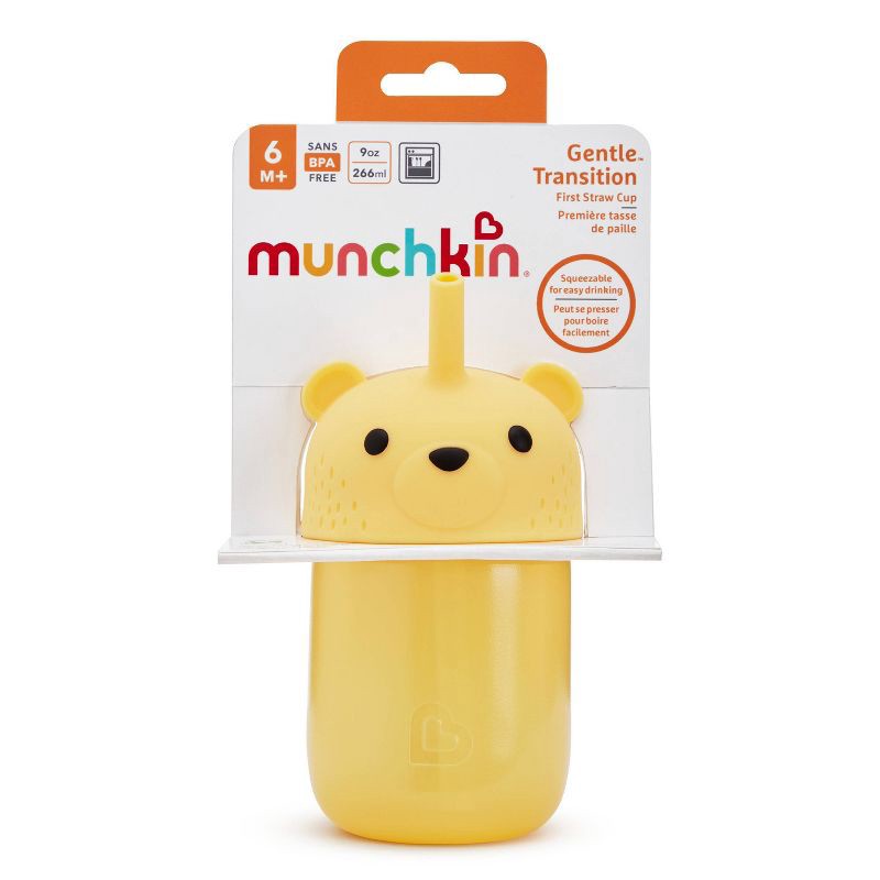 slide 2 of 7, Munchkin 9oz Gentle Transition First Straw Cup - Honey/Bear/Yellow, 9 oz