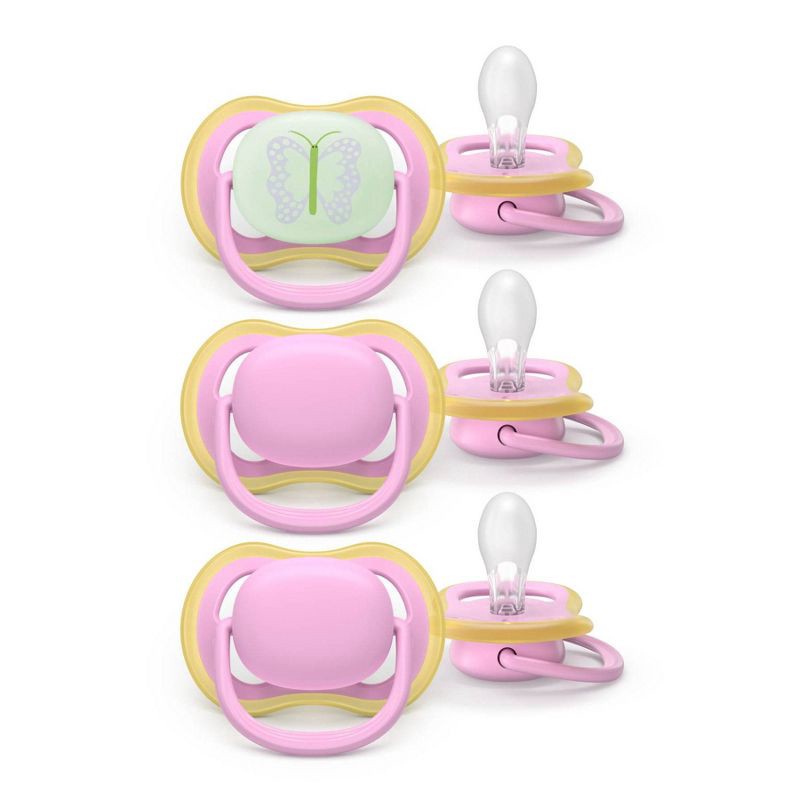 slide 2 of 5, Philips Avent Ultra Air Pacifiers 6-18m - Pink/Butterfly Day+Night - 3pk, 3 ct