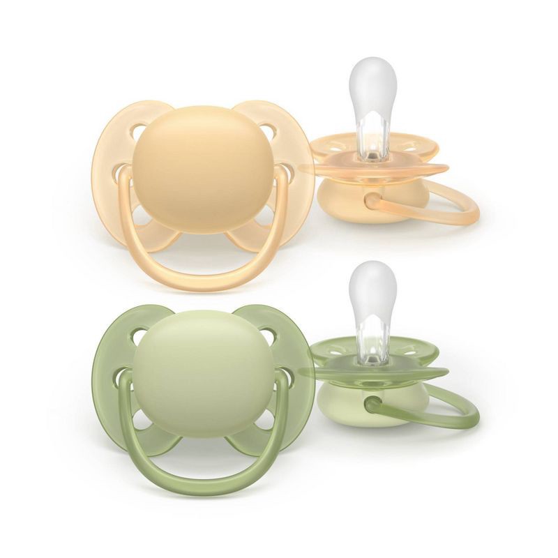 slide 4 of 5, Philips Avent Ultra Soft Pacifiers 6-18m - Beige/Green - 2pk, 2 ct