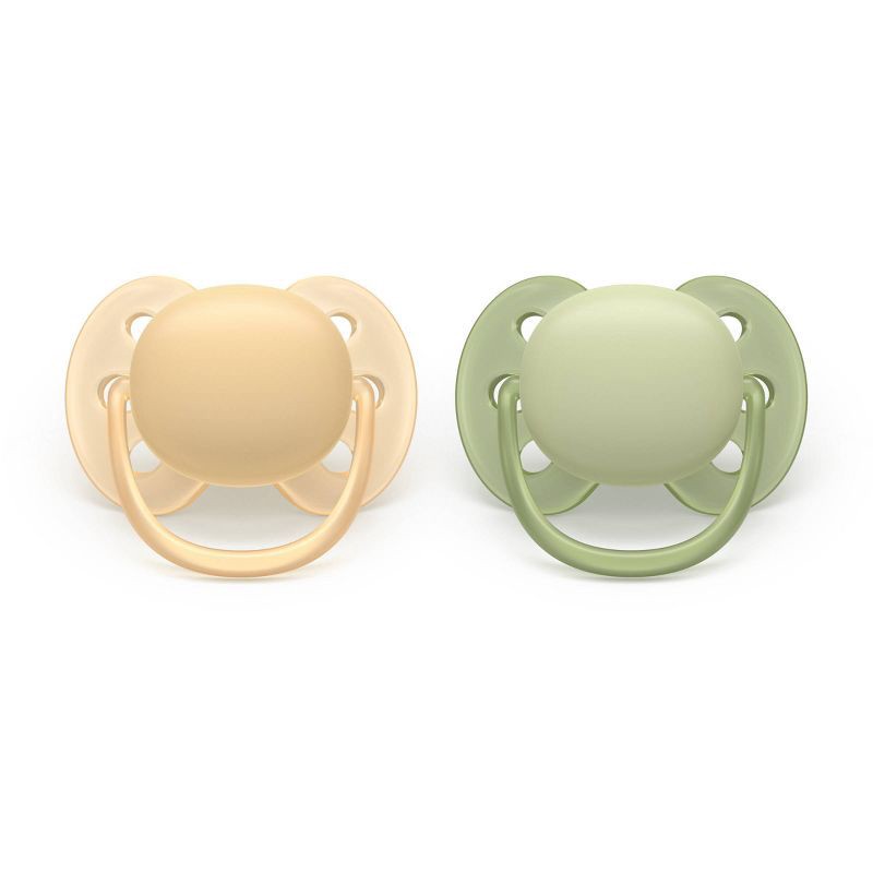 slide 1 of 5, Philips Avent Ultra Soft Pacifiers 6-18m - Beige/Green - 2pk, 2 ct