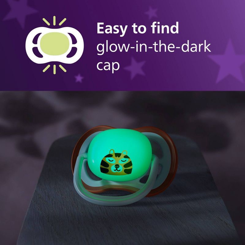 slide 3 of 8, Philips Avent Ultra Air Pacifiers 6-18m - Leopard/Sleeping Tiger Day+Night - 3pk, 3 ct