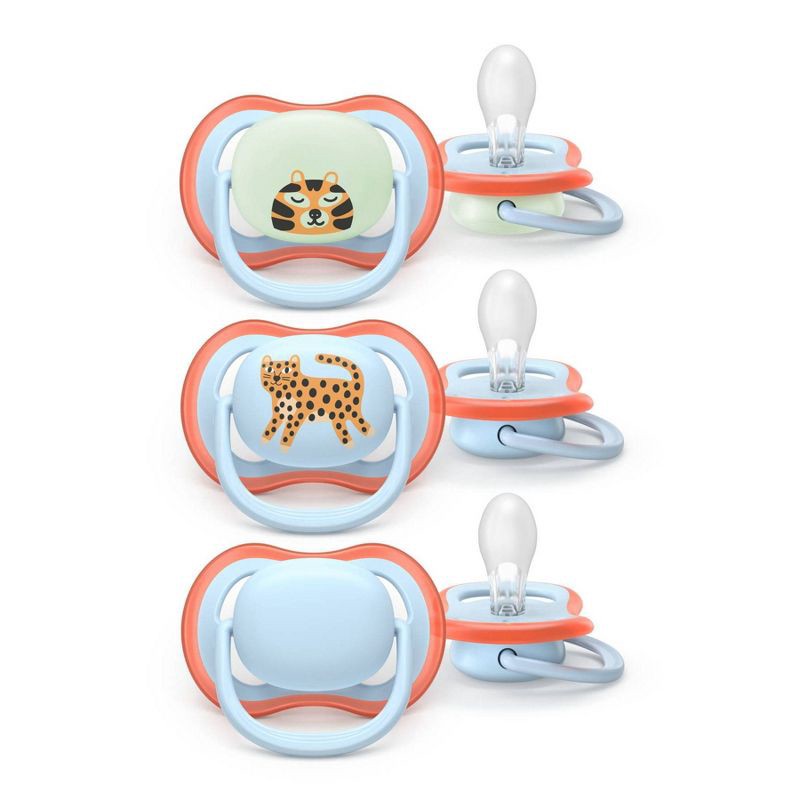 slide 3 of 4, Philips Avent Ultra Air Pacifiers 6-18m - Leopard/Sleeping Tiger Day+Night - 3pk, 3 ct