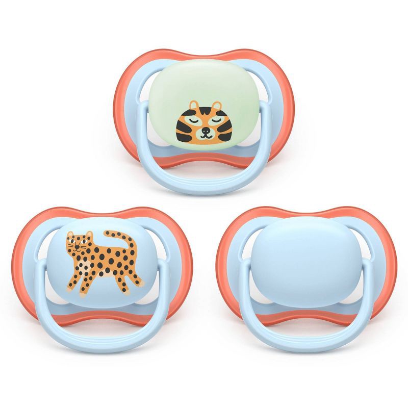 slide 1 of 4, Philips Avent Ultra Air Pacifiers 6-18m - Leopard/Sleeping Tiger Day+Night - 3pk, 3 ct