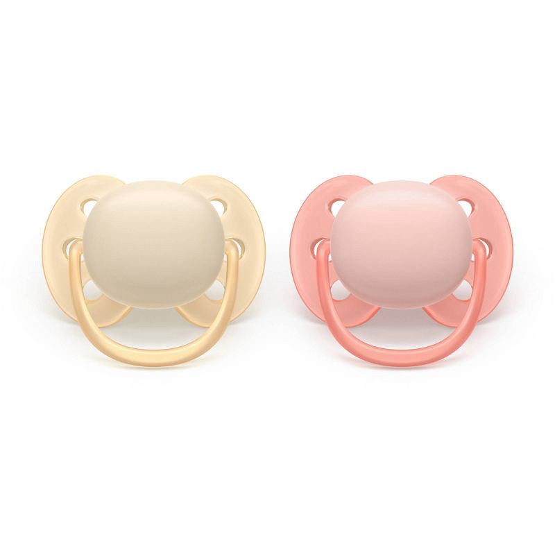 slide 1 of 2, Philips Avent Ultra Soft Pacifiers 0-6m - Sand/Soft Pink - 2pk, 2 ct