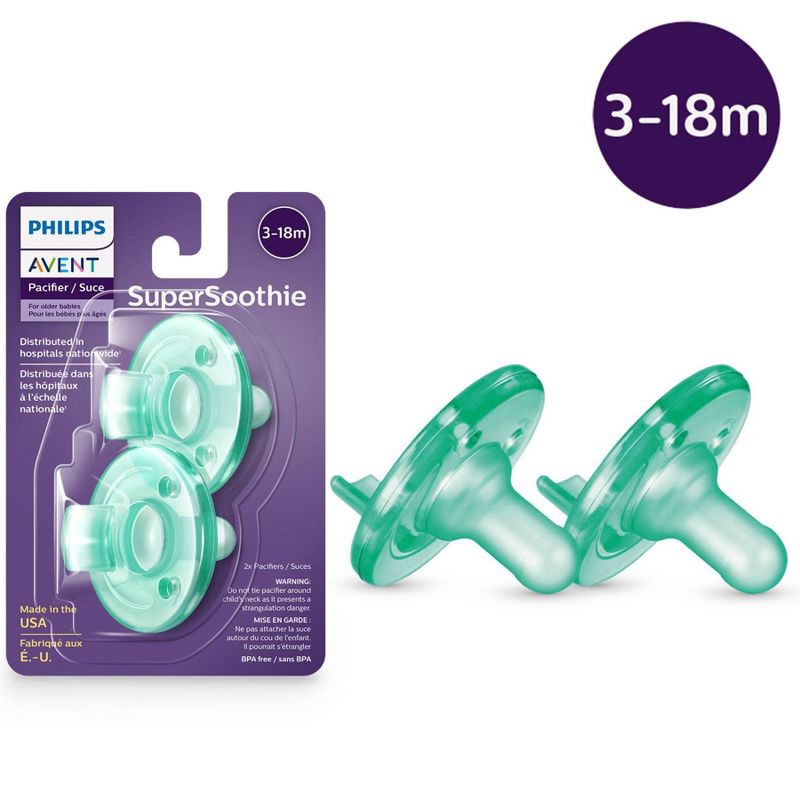 slide 2 of 11, Philips Avent Soothie Pacifiers 3-18m - Green - 2pk, 2 ct
