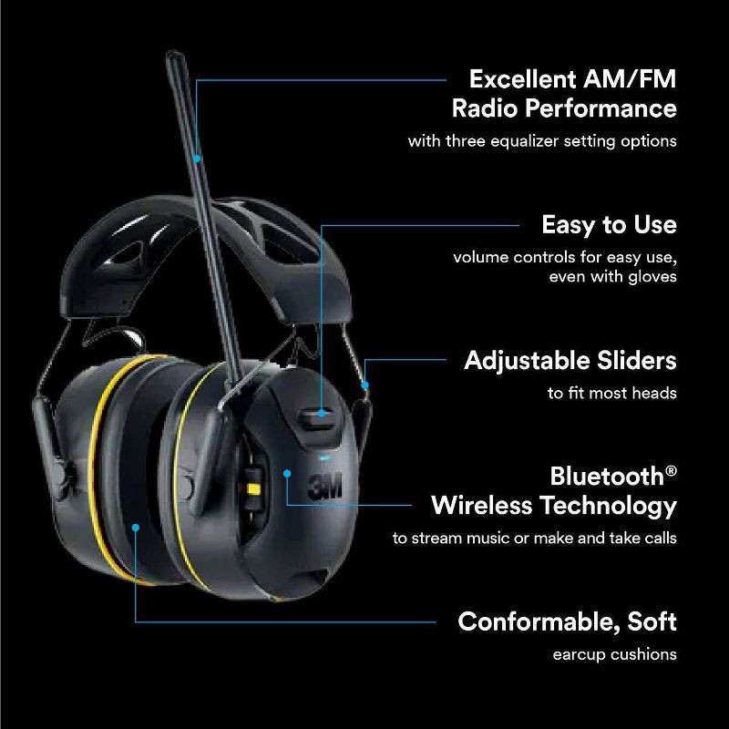 slide 6 of 12, 3M Company WorkTunes Connect AM-FM Wireless Hearing Protector with Bluetooth Black, 1 ct