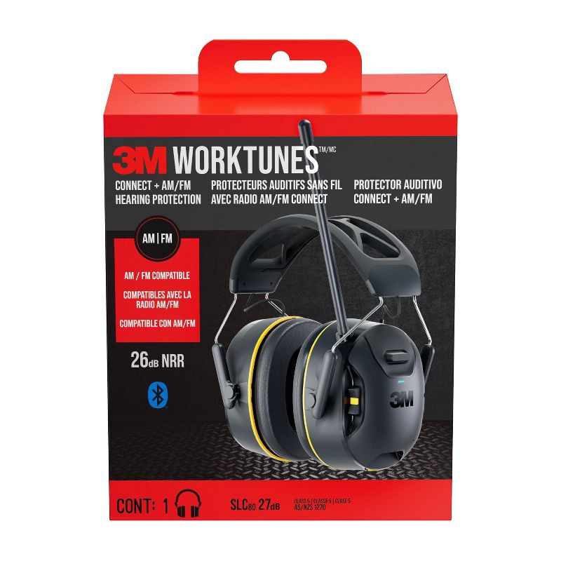 slide 12 of 12, 3M Company WorkTunes Connect AM-FM Wireless Hearing Protector with Bluetooth Black, 1 ct