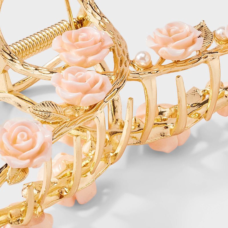 slide 3 of 3, Loop with Rose Embellishment Claw Hair Clip - Wild Fable™ Gold, 1 ct