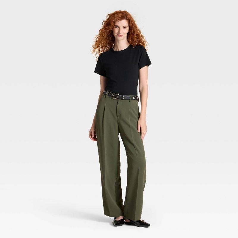 slide 3 of 3, Women's Signature Crepe Essential Trouser - A New Day™ Olive 2, 1 ct