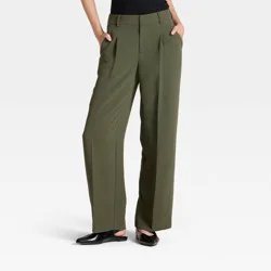 Women's Signature Crepe Essential Trouser - A New Day™ Olive 12