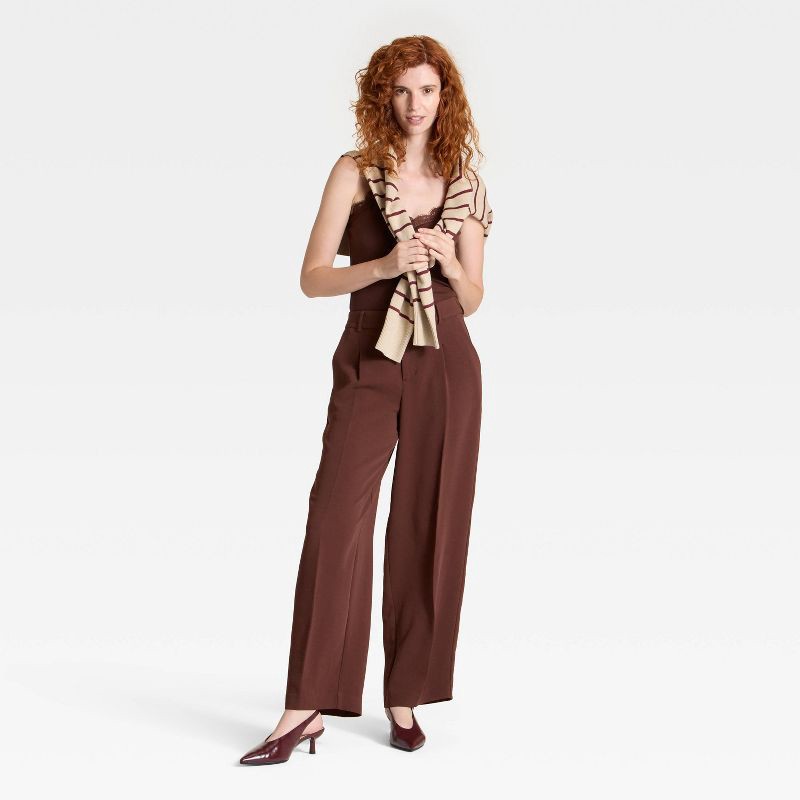 slide 3 of 3, Women's Signature Crepe Essential Trouser - A New Day™ Dark Brown 6, 1 ct
