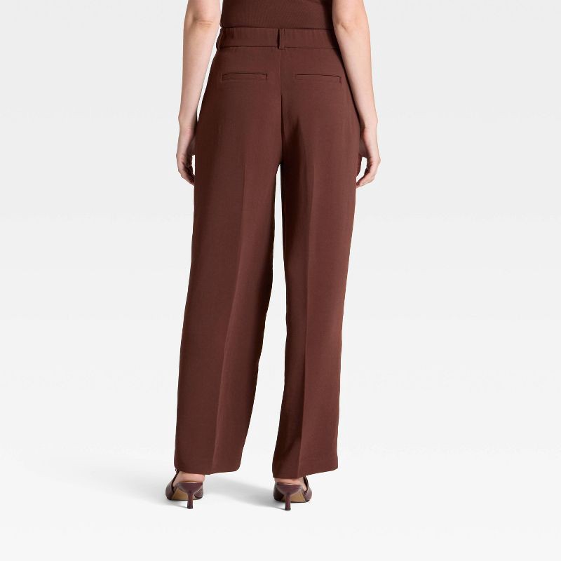 slide 2 of 3, Women's Signature Crepe Essential Trouser - A New Day™ Dark Brown 14, 1 ct