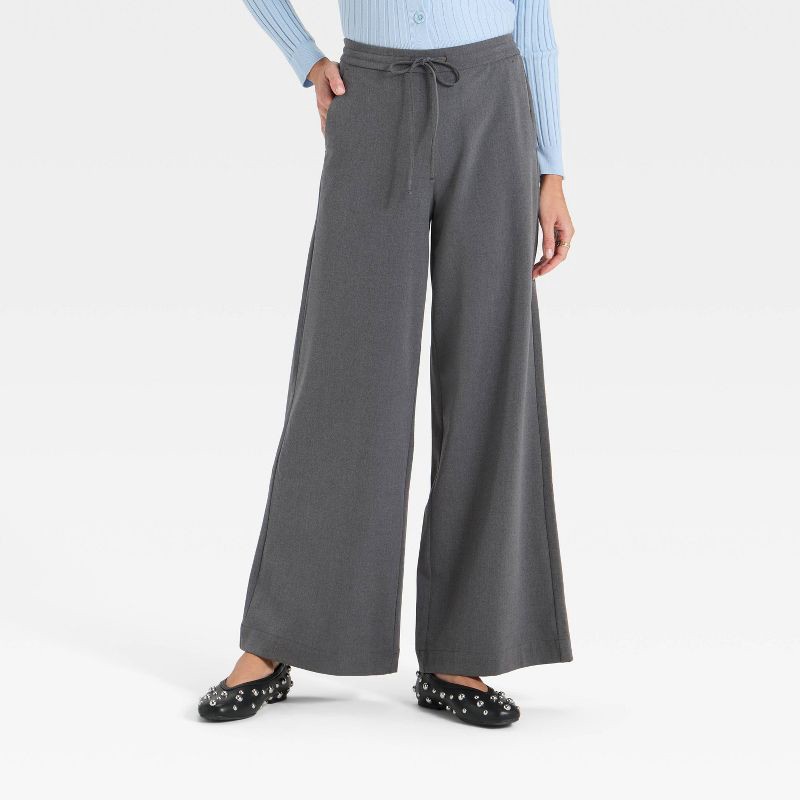 slide 1 of 3, Women's Wide Leg Pull-On Pants - A New Day™ Gray XL, 1 ct