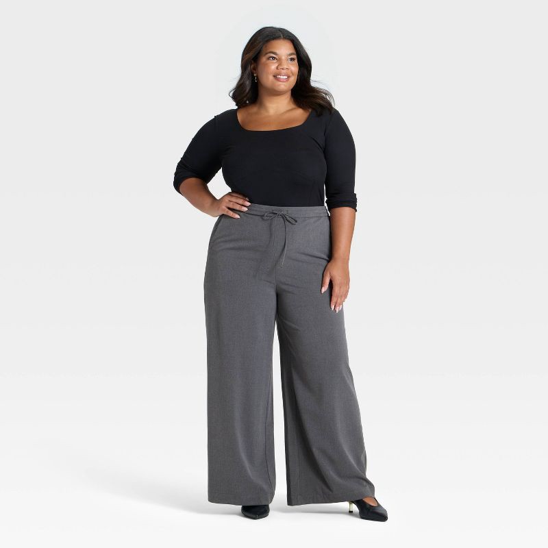 slide 3 of 3, Women's Wide Leg Pull-On Pants - A New Day™ Gray XXL, 1 ct