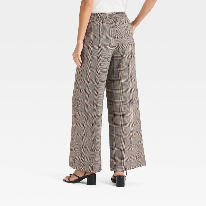 slide 2 of 3, Women's Wide Leg Pull-On Pants - A New Day™ Gray Plaid L, 1 ct