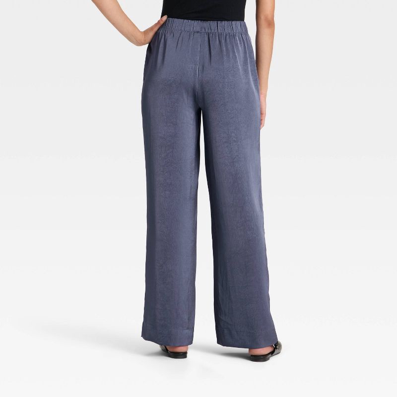 slide 2 of 3, Women's Crinkled Satin Pull-On Pants - A New Day™ Blue XL, 1 ct