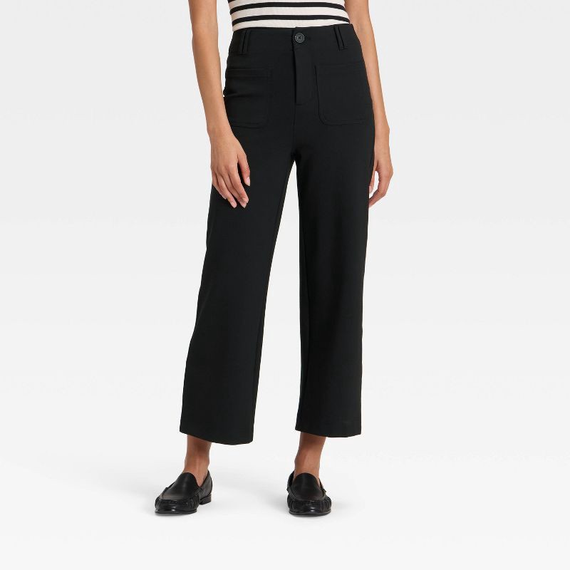 slide 1 of 3, Women's High-Rise Cropped Pants - A New Day™ Black 16, 1 ct