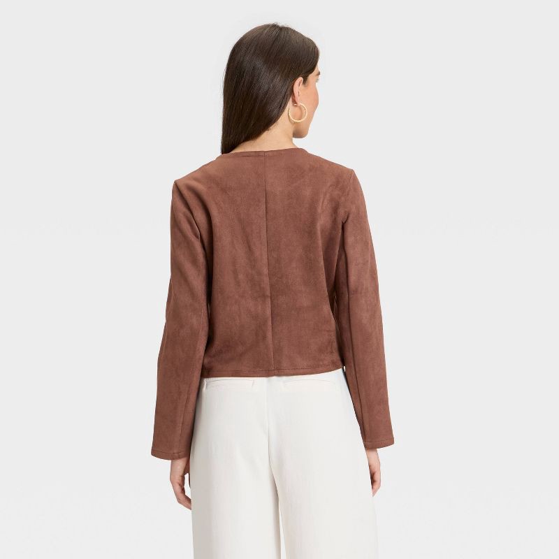 slide 2 of 3, Women's Faux Suede Lady Jacket - A New Day™ Brown XL, 1 ct