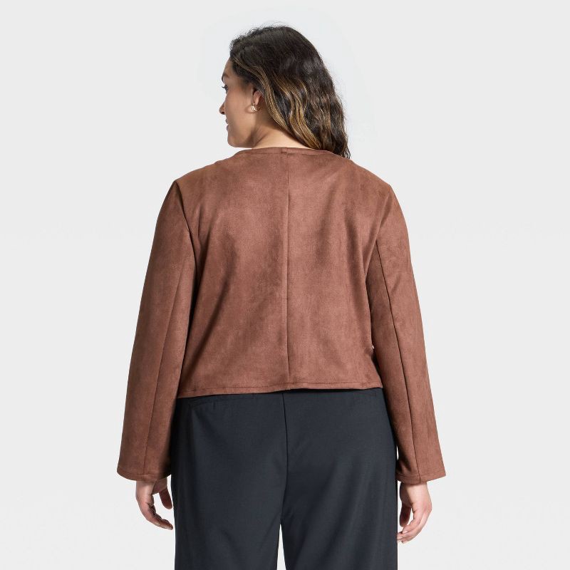 slide 2 of 3, Women's Faux Suede Lady Jacket - A New Day™ Brown XXL, 1 ct