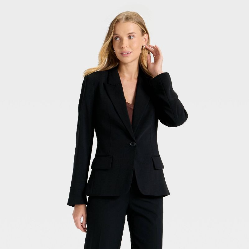 slide 1 of 3, Women's Signature Crepe Fitted Blazer - A New Day™ Black XS, 1 ct
