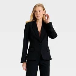 Women's Signature Crepe Fitted Blazer - A New Day™ Black M