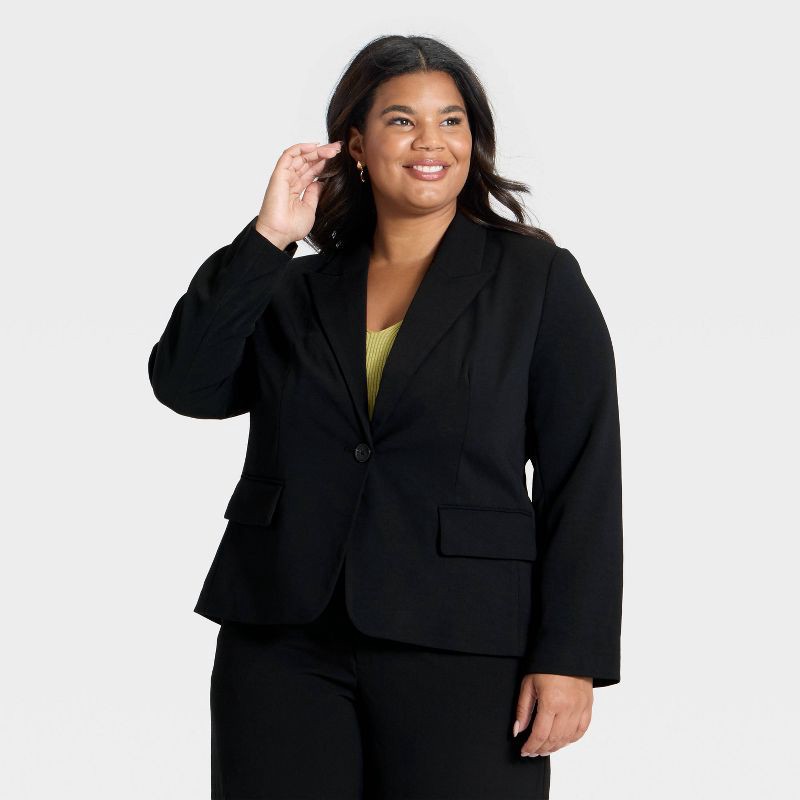 slide 1 of 3, Women's Signature Crepe Fitted Blazer - A New Day™ Black XXL, 1 ct