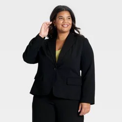 Women's Signature Crepe Fitted Blazer - A New Day™ Black XXL