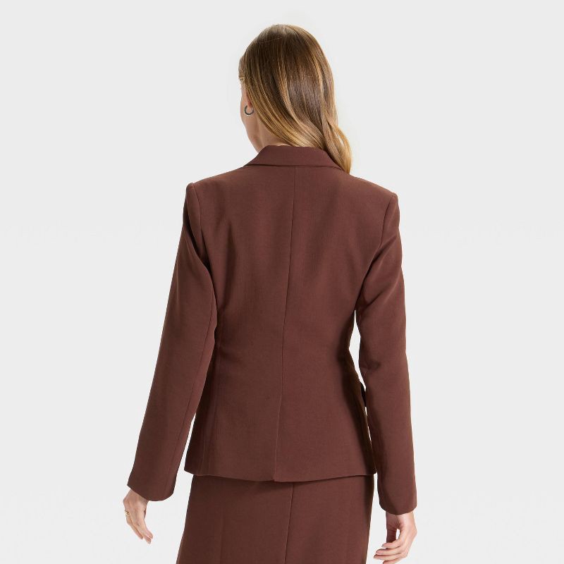 slide 2 of 3, Women's Signature Crepe Fitted Blazer - A New Day™ Brown XS, 1 ct