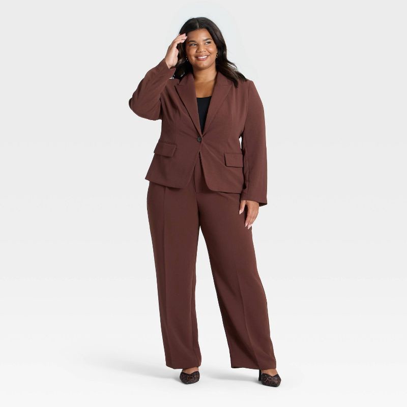 slide 3 of 3, Women's Signature Crepe Fitted Blazer - A New Day™ Brown XXL, 1 ct