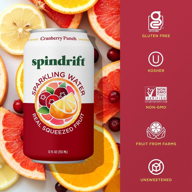 slide 3 of 5, Spindrift Cranberry Punch Sparkling Water - 8pk/12 fl oz, 8 ct; 12 fl oz