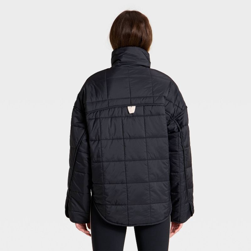 slide 2 of 3, Women's Oversized Quilted Puffer Jacket - JoyLab™ Black M, 1 ct
