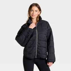 Women's Oversized Quilted Puffer Jacket - JoyLab™ Black M