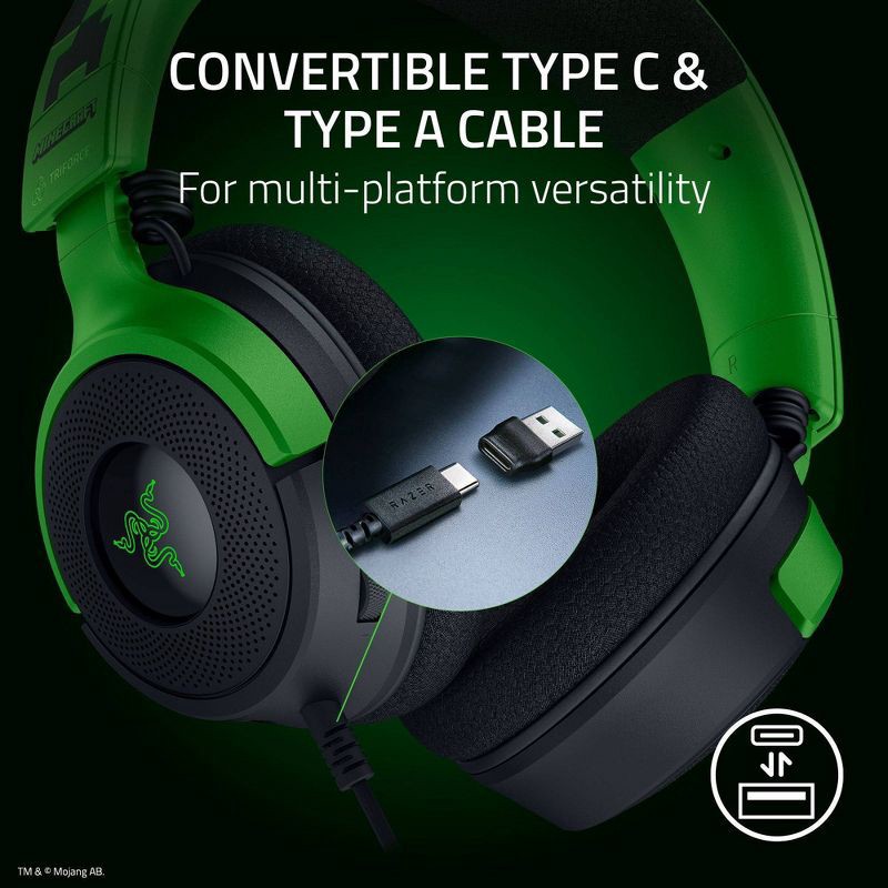 slide 3 of 10, Razer Kraken V4 X Wired Gaming Headset - Minecraft Edition: USB, PS5 & Switch Compatible, 1 ct