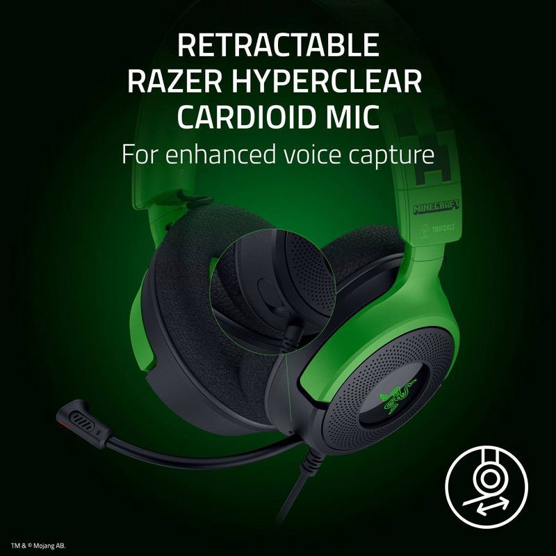 slide 9 of 10, Razer Kraken V4 X Wired Gaming Headset - Minecraft Edition: USB, PS5 & Switch Compatible, 1 ct