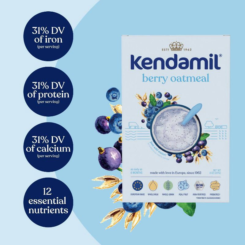 slide 4 of 9, Kendamil Oat Cereal Baby Food - Mixed Berry - 8oz, 8 oz