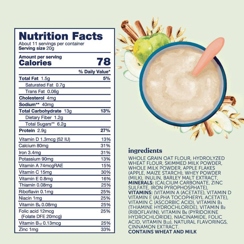 slide 6 of 9, Kendamil Oat Cereal Baby Food - Apple & Cinnamon - 8oz, 8 oz