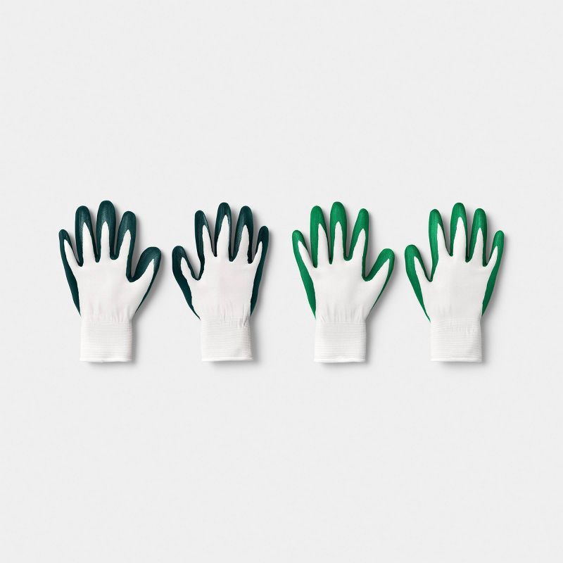 slide 1 of 5, 2pc Nitrile Coated Dipped Gloves Green - Room Essentials™, 2 ct
