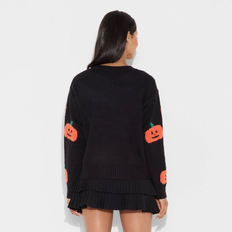 slide 3 of 3, 33 Degrees Women's Pumpkin Graphic Cardigan - Black XS, 1 ct