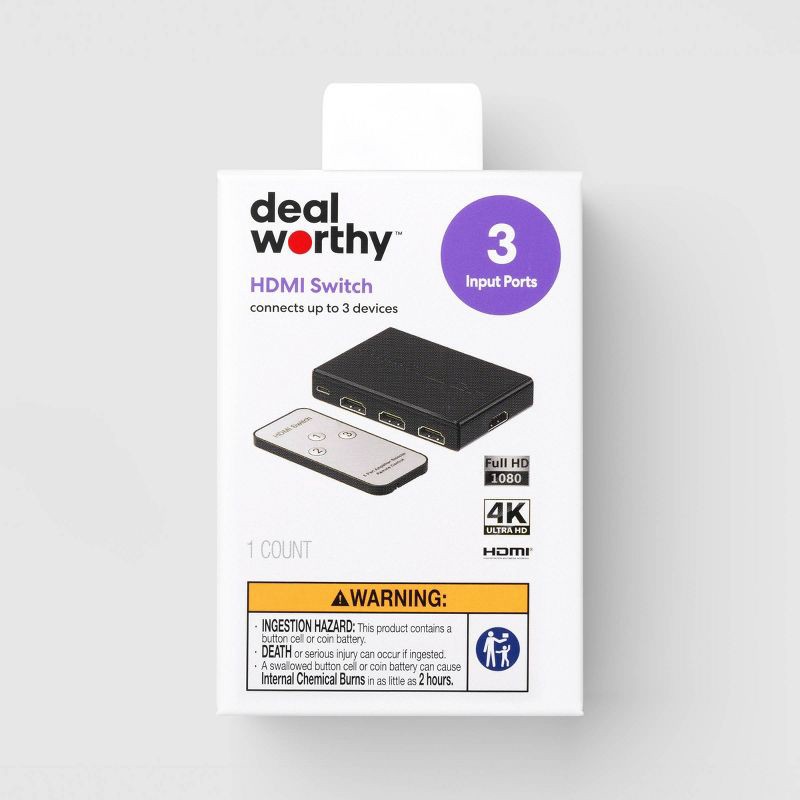 slide 1 of 4, HDMI Switch Port 3 - Dealworthy™, 1 ct