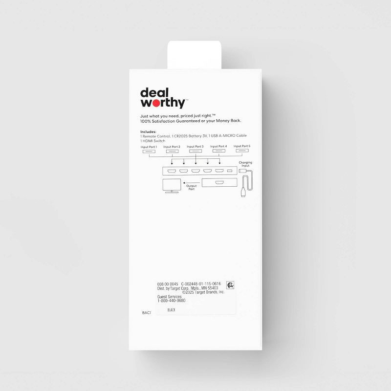 slide 3 of 4, HDMI Switch Port 5 - Dealworthy™, 1 ct