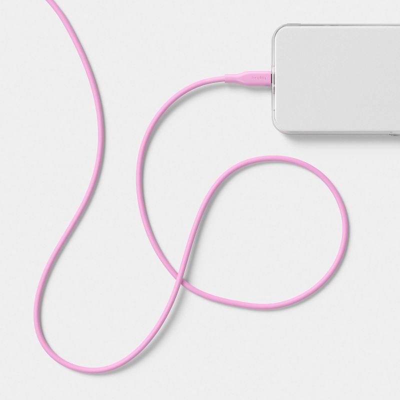 slide 2 of 3, 4ft USB-C to Lightning Silicone Cable - heyday™ Bright Lilac Purple, 4 ft