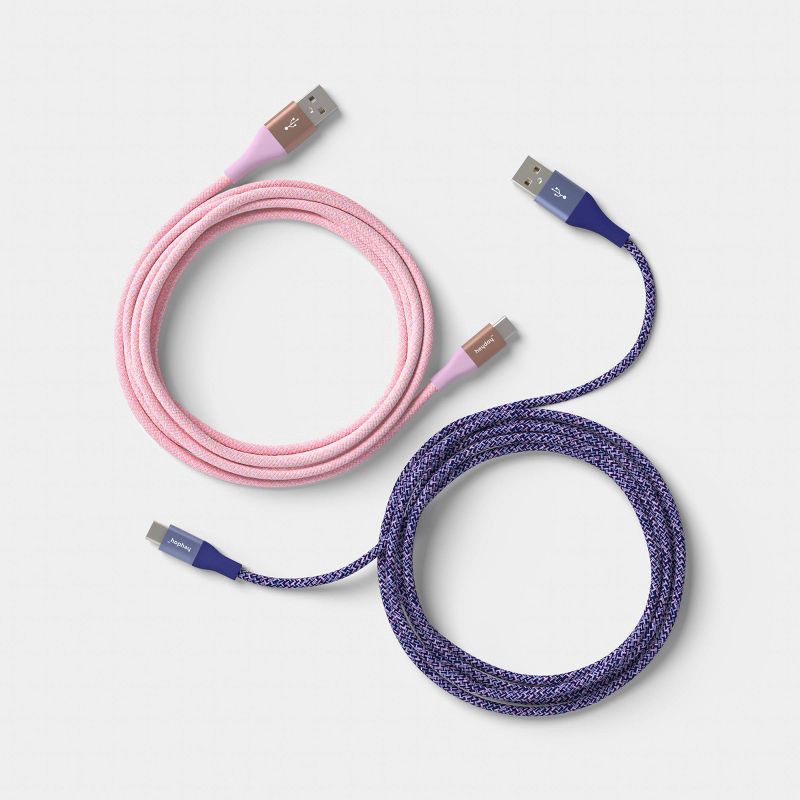 slide 3 of 3, 6ft USB-A to USB-C Braided Cable 2pk - heyday™ Future Dusk Bright Lilac, 6 ft, 2 ct