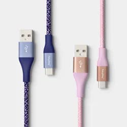 6ft USB-A to USB-C Braided Cable 2pk - heyday™ Future Dusk Bright Lilac
