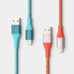 10ft USB-A to Lightning Braided Cable - 2pk - heyday™ Turquoise Poppy
